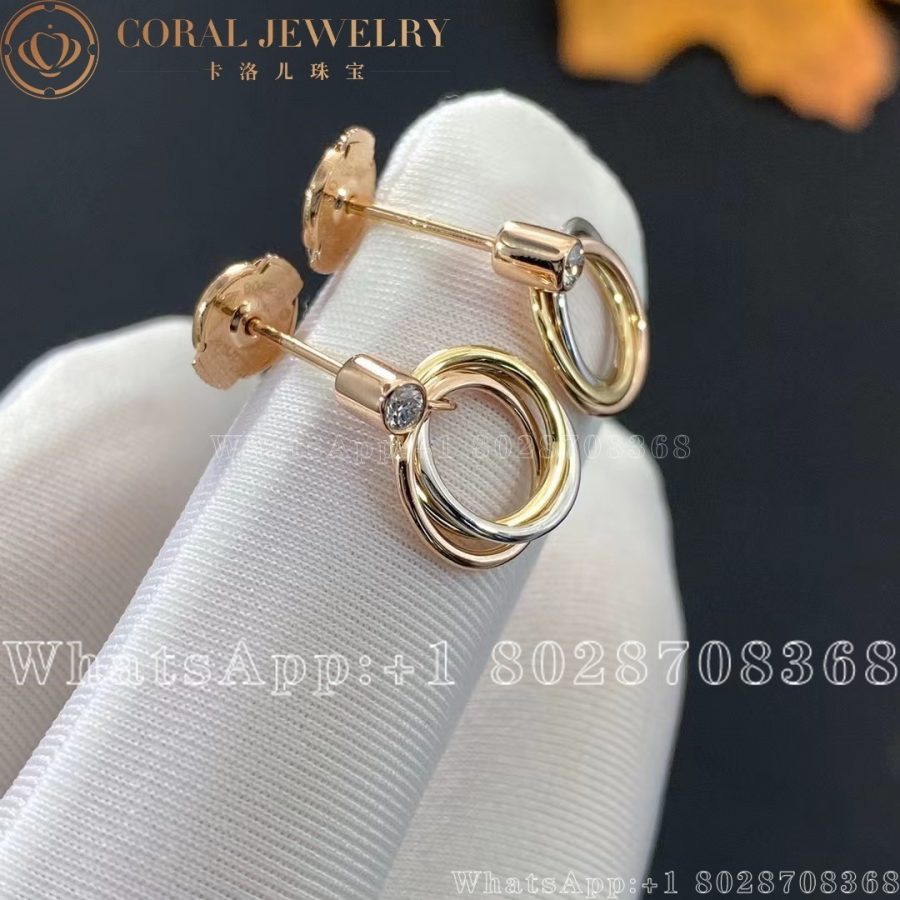 Cartier Trinity Earrings White Gold Yellow Gold Rose Gold Ref B8043200 Coral (3)