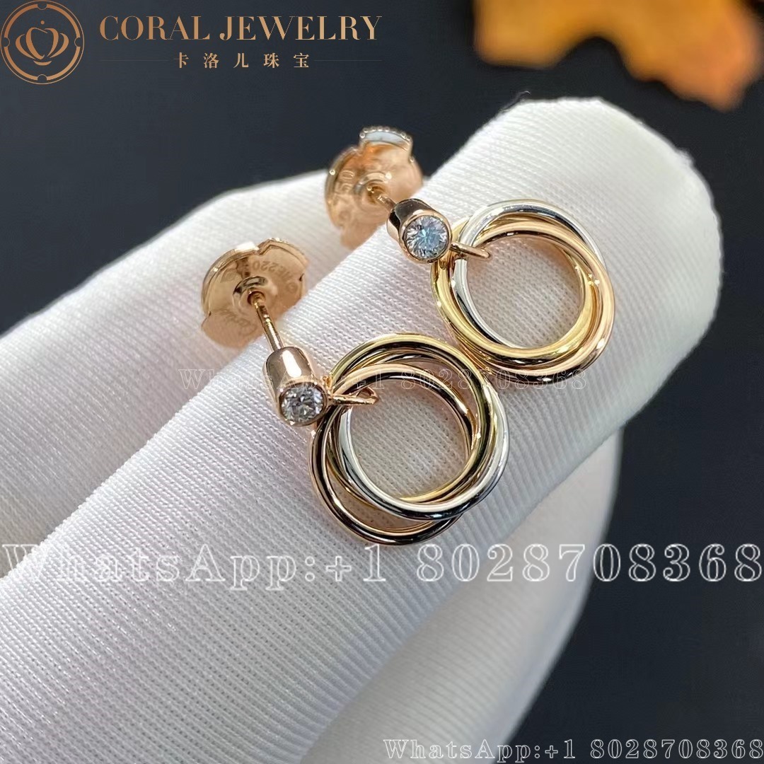 Cartier Trinity Earrings White Gold Yellow Gold Rose Gold Ref B8043200 Coral (4)