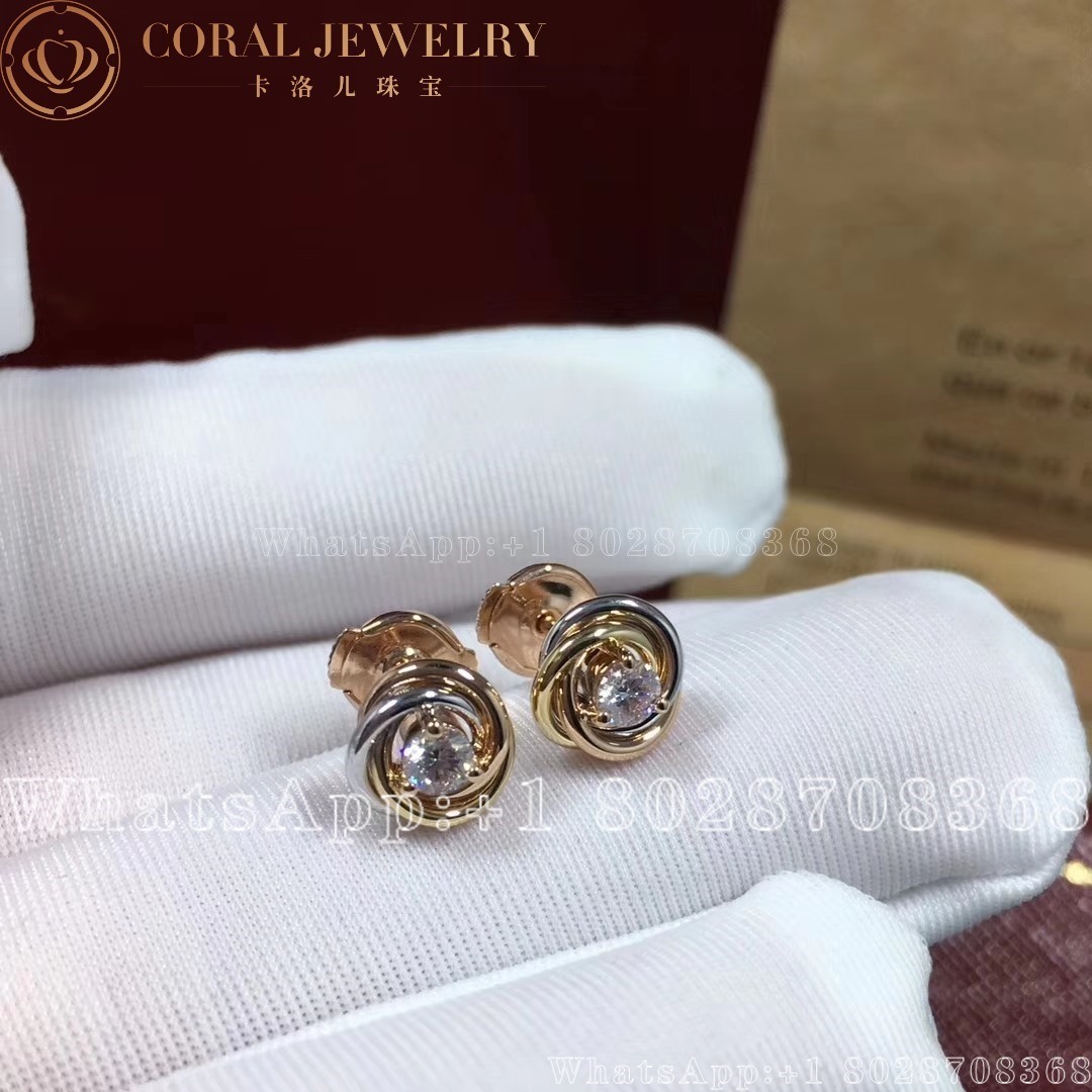 Cartier Trinity Earrings White Gold Yellow Gold Rose Gold Ref B8045300 Coral (1)