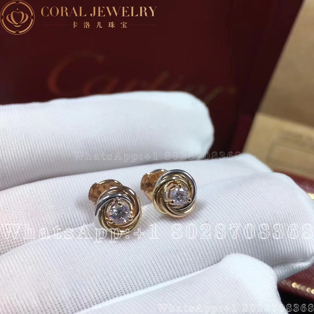 Cartier Trinity Earrings White Gold Yellow Gold Rose Gold Ref B8045300 Coral (2)