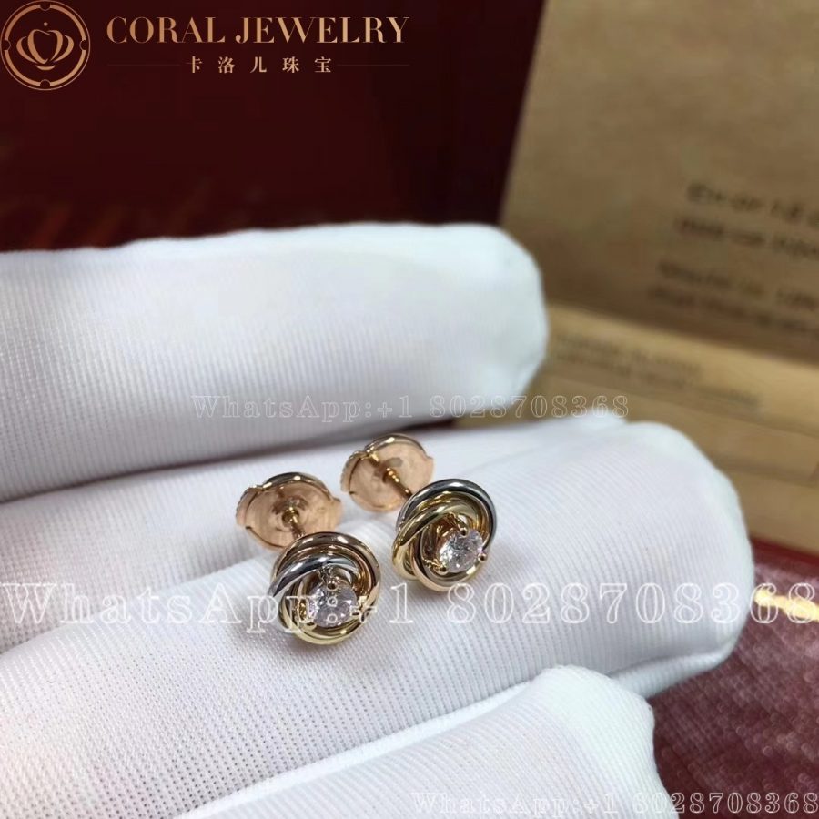 Cartier Trinity Earrings White Gold Yellow Gold Rose Gold Ref B8045300 Coral (4)