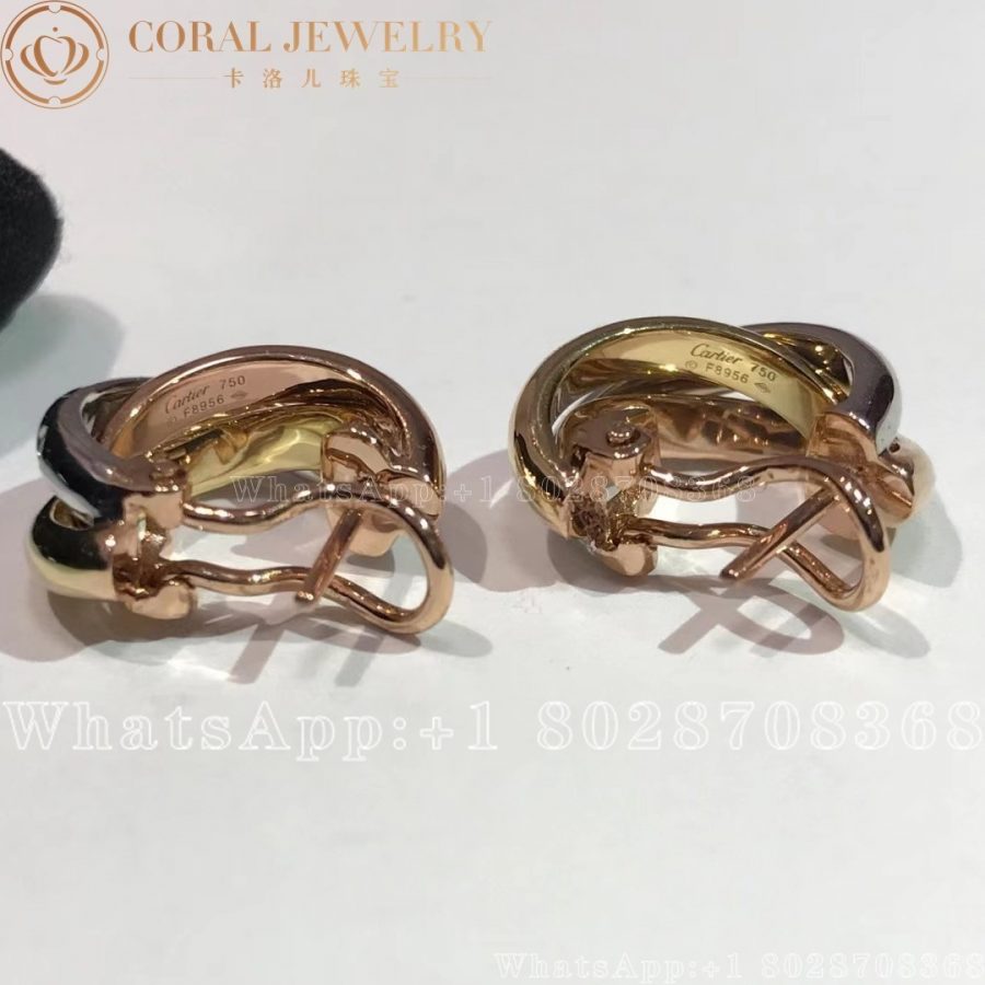 Cartier Trinity Hoop Earrings White Gold Yellow Gold Rose Gold Ref B8031700 Coral (2)