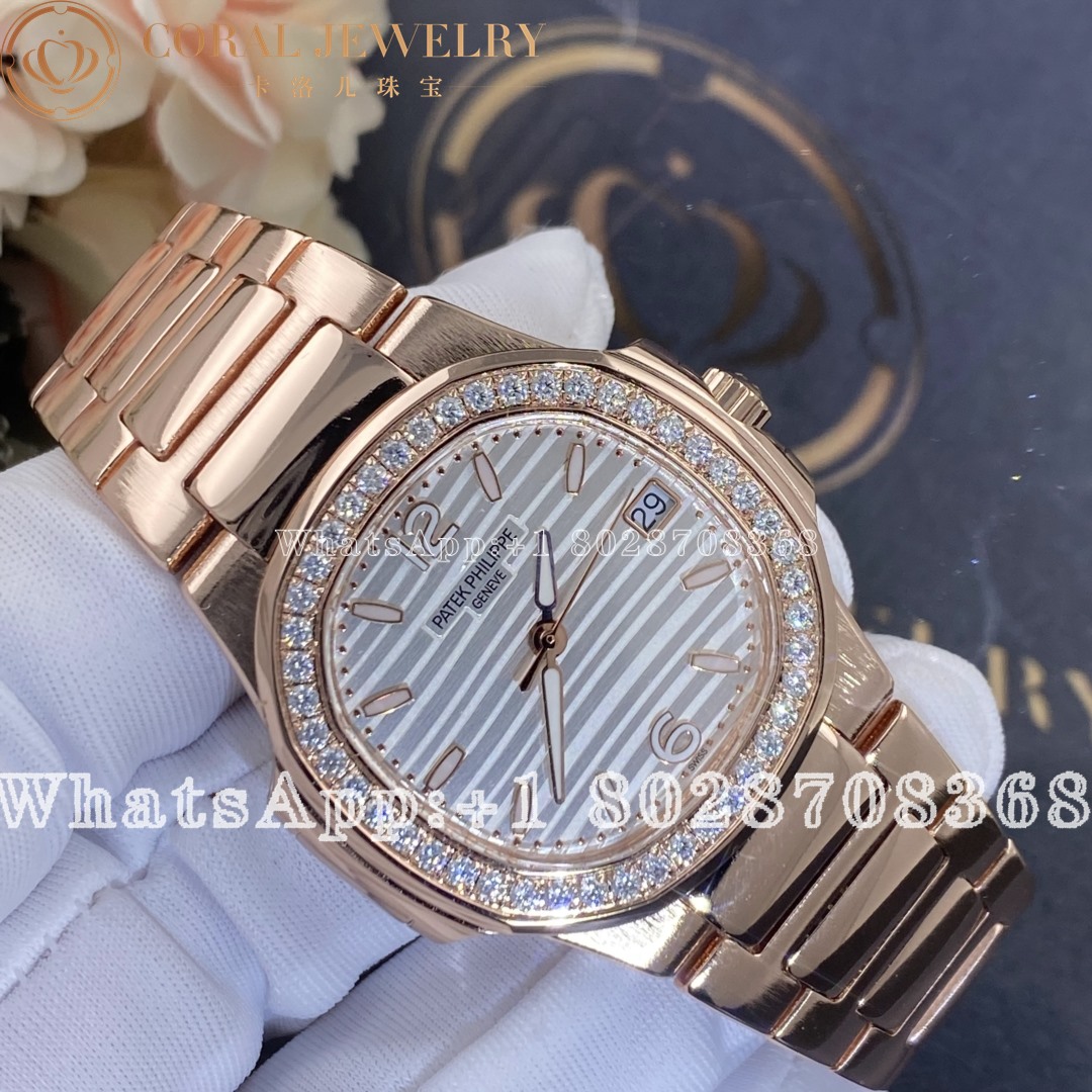 Patek Philippe Nautilus 18kt Rose Gold Diamond Ladies Watch 7010 1r 011 Coral (2)