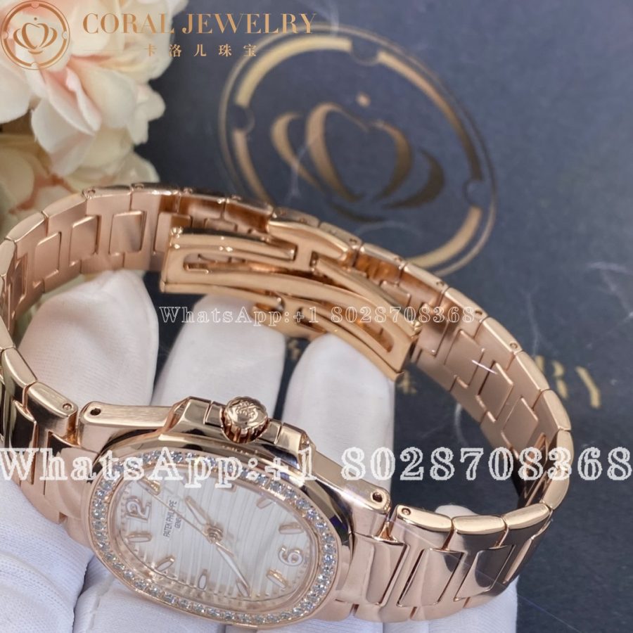 Patek Philippe Nautilus 18kt Rose Gold Diamond Ladies Watch 7010 1r 011 Coral (7)