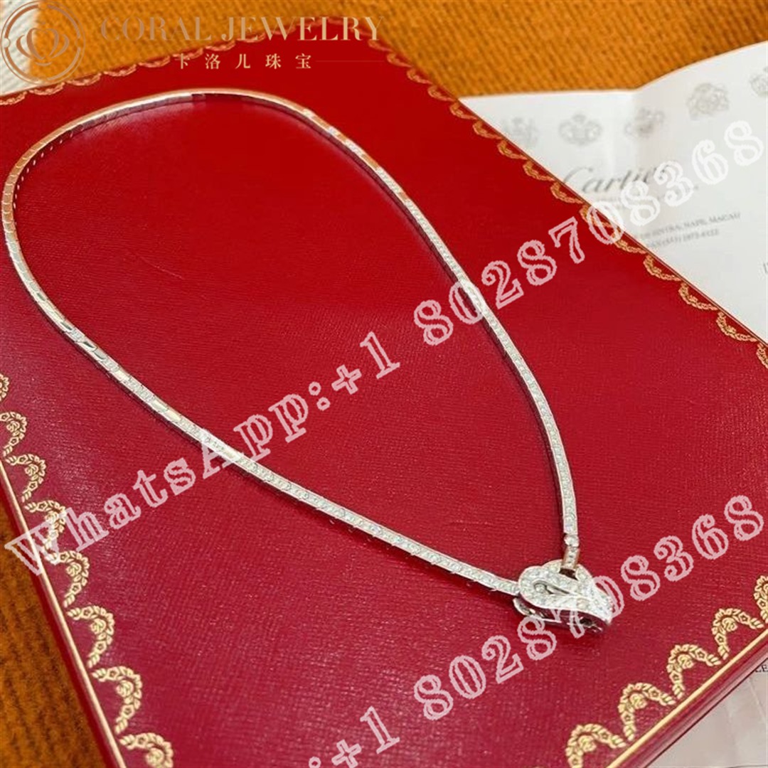 Cartier Agrafe Necklace White Gold Pave Diamonds Coral (1)