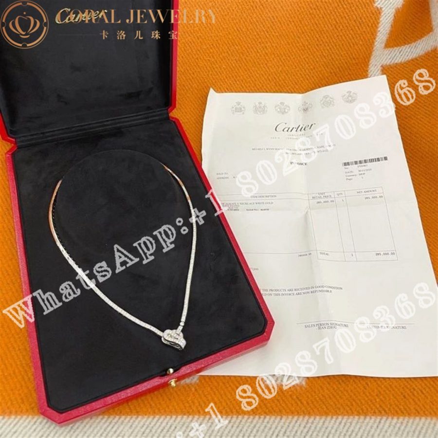 Cartier Agrafe Necklace White Gold Pave Diamonds Coral (5)