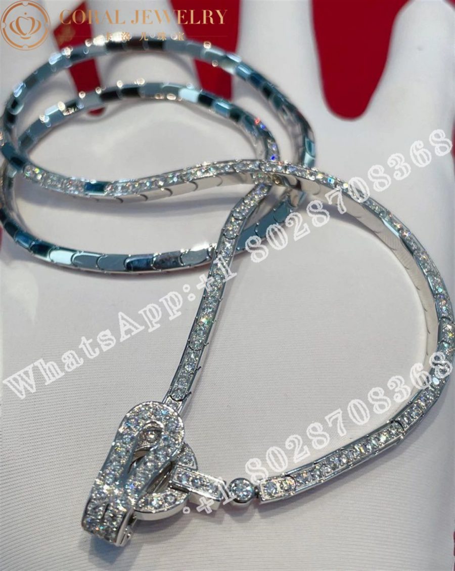 Cartier Agrafe Necklace White Gold Pave Diamonds Coral (6)