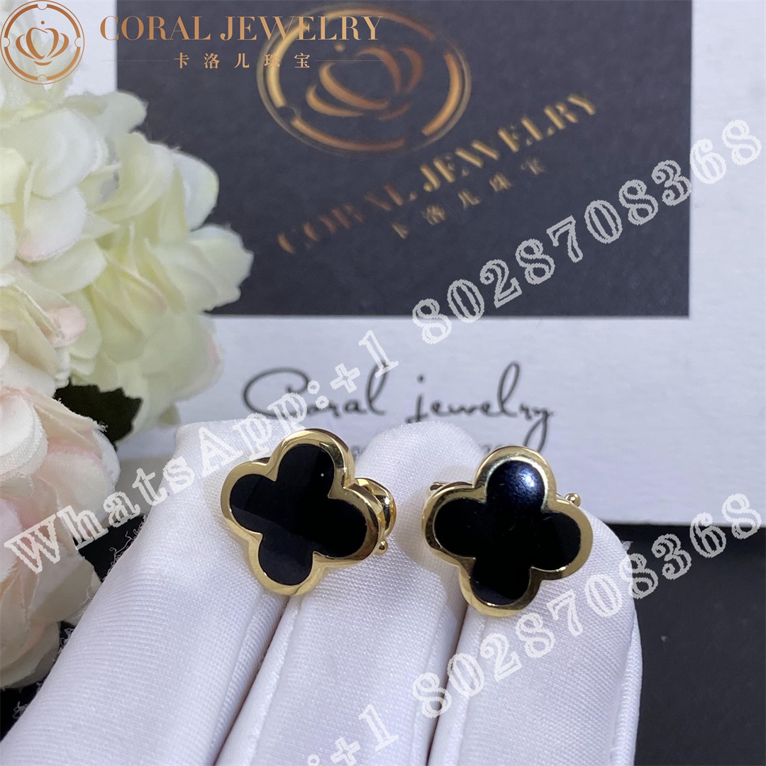 Van Cleef Arpels Pure Alhambra Earstuds 18k Yellow Gold Onyx Vcarb14000 Coral (1)