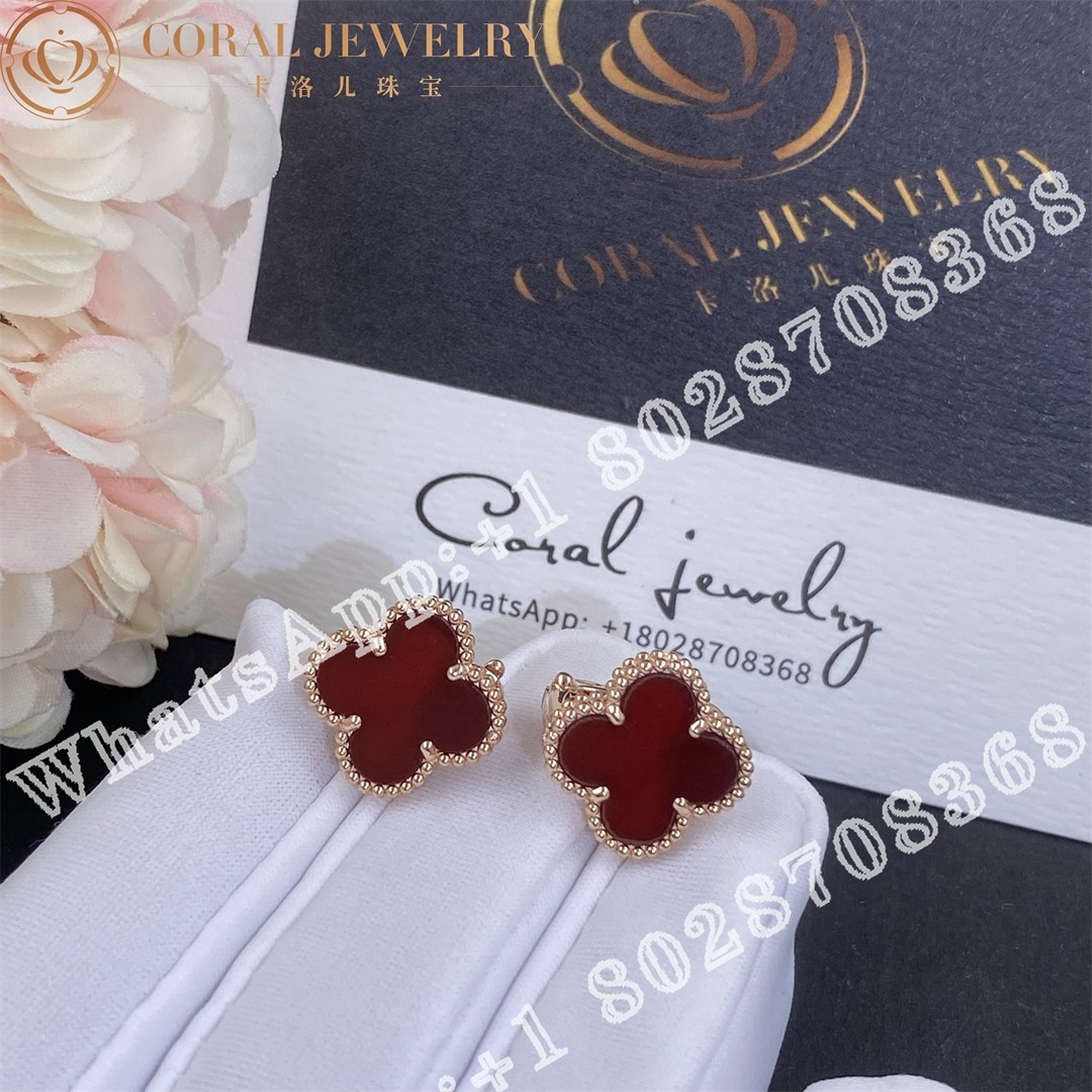 Van Cleef Arpels Vintage Alhambra Earrings Rose Gold Carnelian Vcard40400 Coral (1)