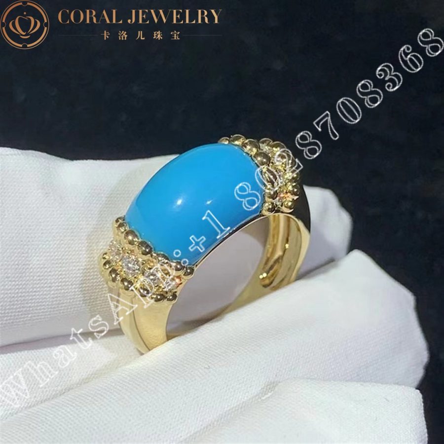 Van Cleef Arpels Perlee Couleurs Ring 18k Yellow Gold Diamond Turquoise Vcarp7sg00 Coral (3)