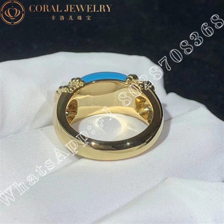 Van Cleef Arpels Perlee Couleurs Ring 18k Yellow Gold Diamond Turquoise Vcarp7sg00 Coral (4)