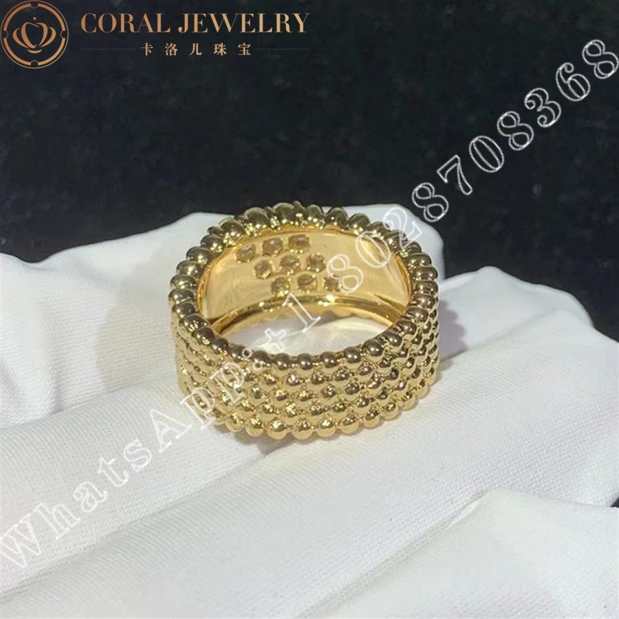 Van Cleef Arpels Perlee Diamonds Ring 5 Rows 18k Yellow Gold Diamond Vcarp7ut00 Coral (3)