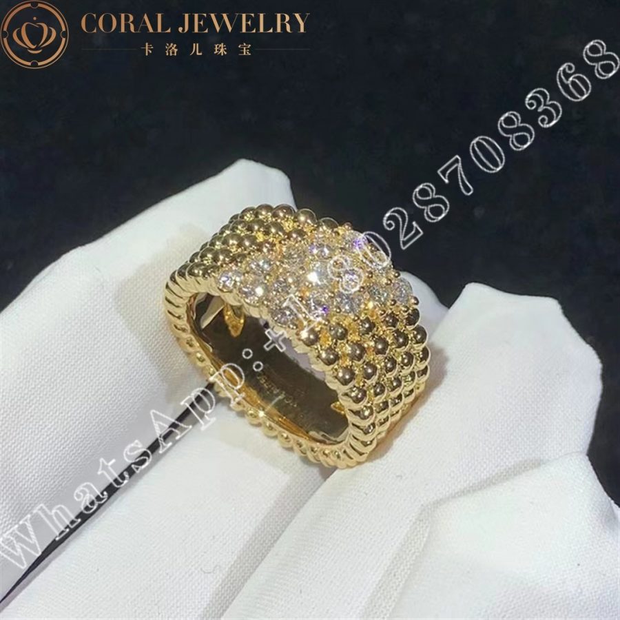 Van Cleef Arpels Perlee Diamonds Ring 5 Rows 18k Yellow Gold Diamond Vcarp7ut00 Coral (7)