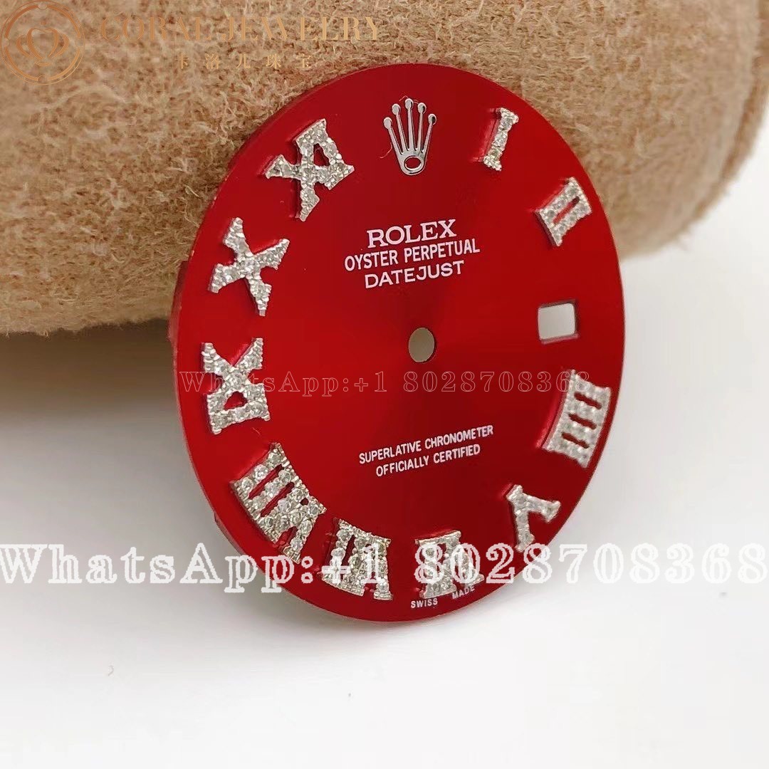 Rolex Custom Red Color Diamond Dial For Datejust 41 Coral (3)