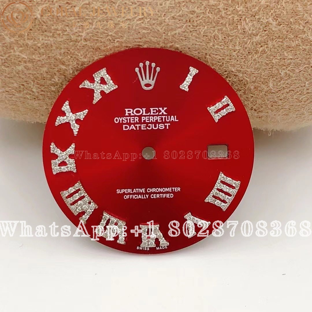 Rolex Custom Red Color Diamond Dial For Datejust 41 Coral (4)