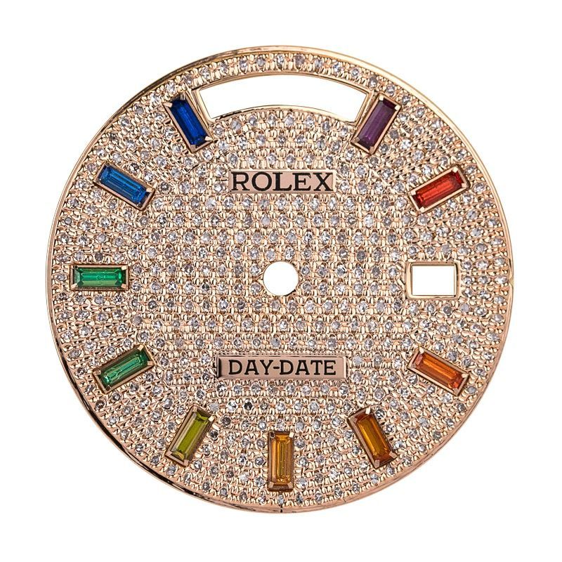 Rolex Custom Rose Gold Diamond Paved Dial For Rolex Day Date 40