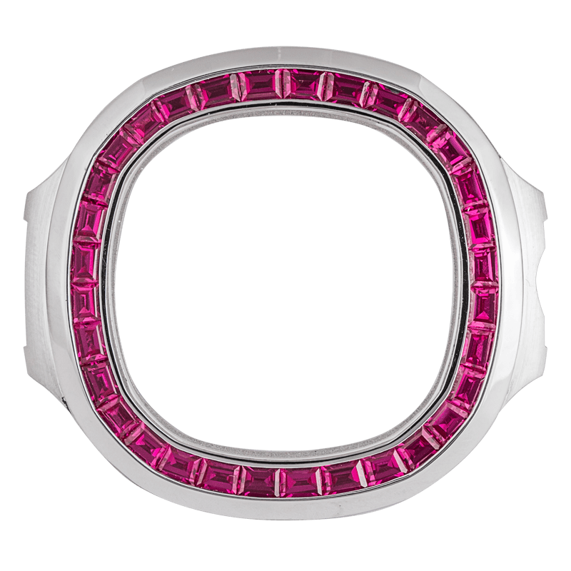 Patek Philippe 5711 Custom White Gold Bezel Set With Red Rubies