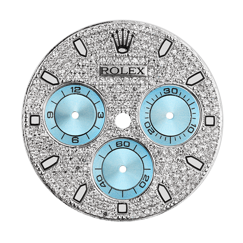 Rolex Custom Daytona Diamond Pave Blue Subdials Custom Dial