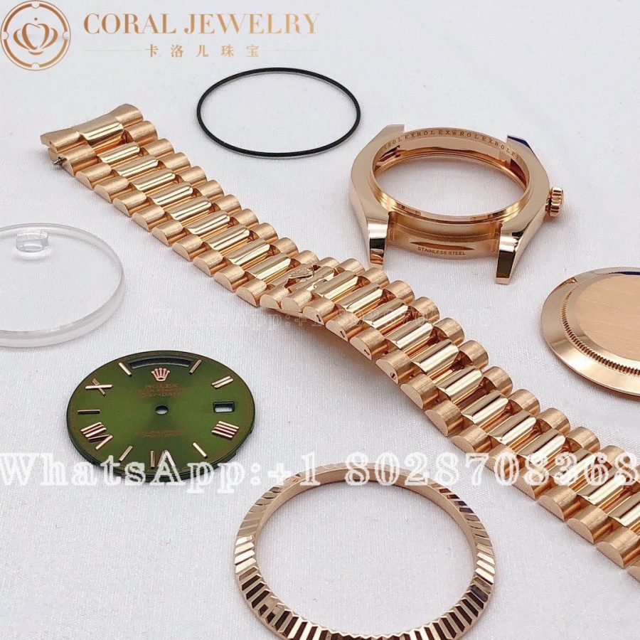 Rolex Custom Day Date M228238 40mm Rose Gold Case Set Coral (9)