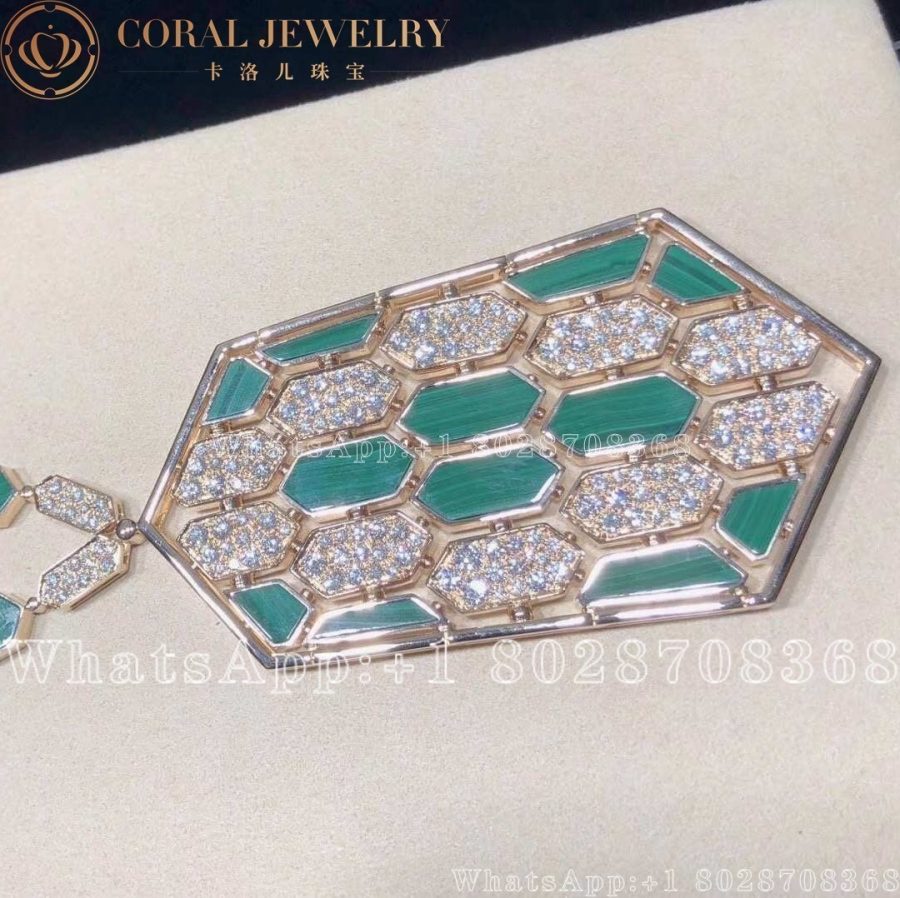 Bulgari Serpenti Necklace In 18 Carat Pink Gold And Malachite And Diamond High Jewelry Coral (3)