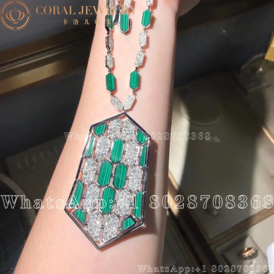 Bulgari Serpenti Necklace In 18 Carat Pink Gold And Malachite And Diamond High Jewelry Coral (9)