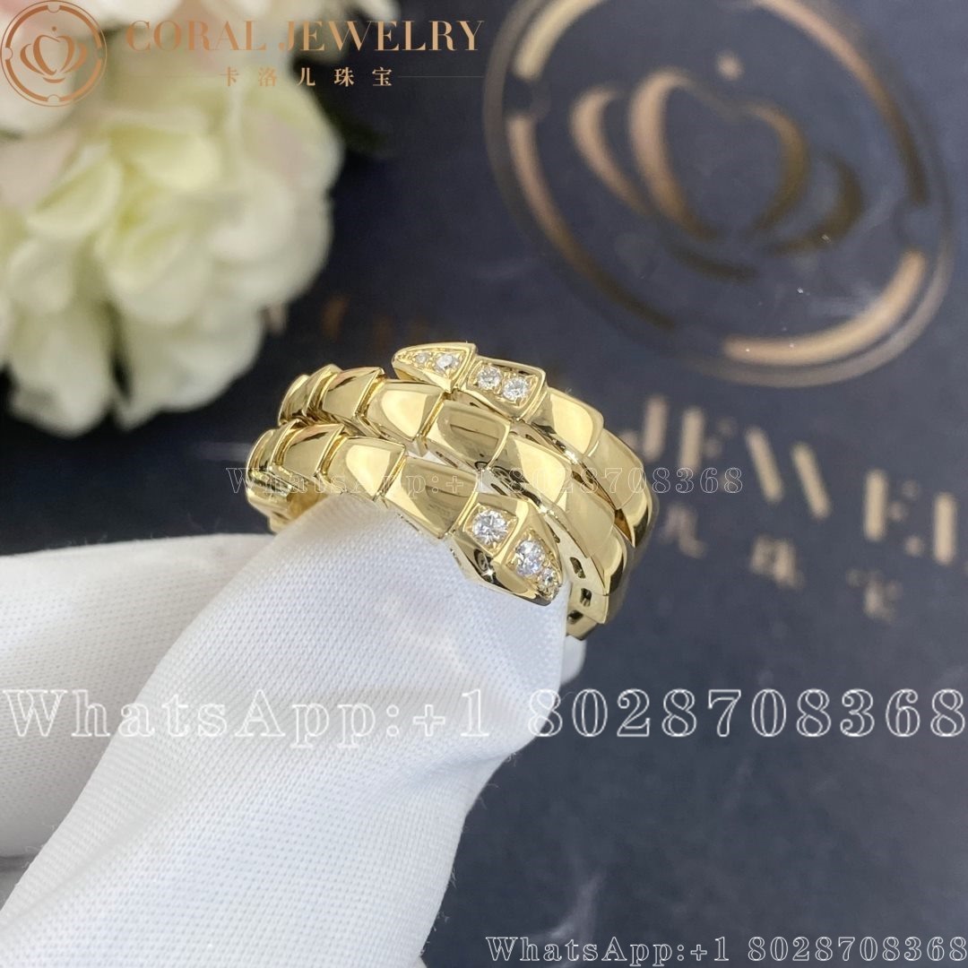 Bulgari Serpenti Viper Two Coil 18 Kt Yellow Gold Ring Ref 357869 Coral (2)