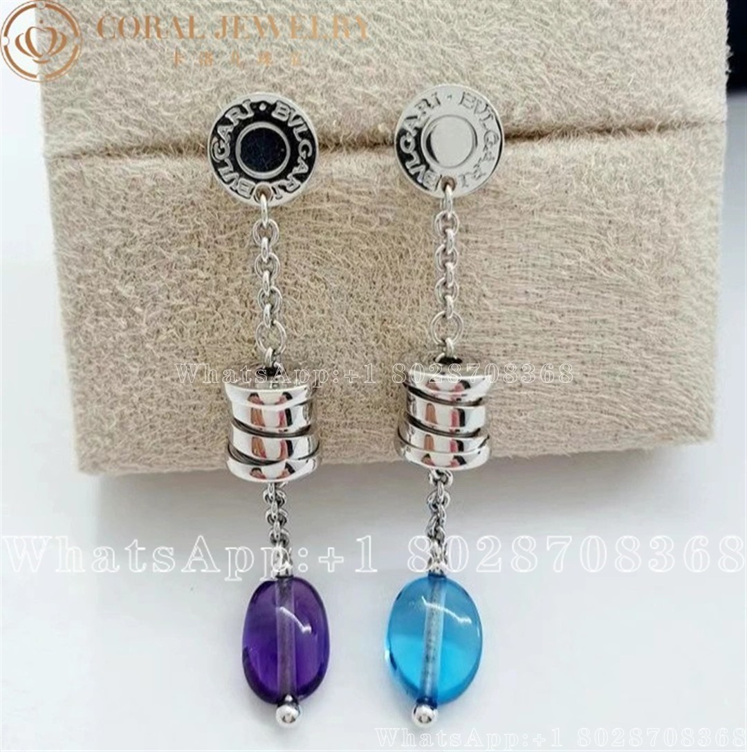 Bulgari Bzero1 Charm Blue Topaz Amethyst White Gold Earrings Coral (2)