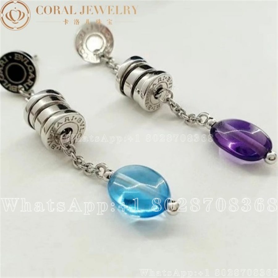 Bulgari Bzero1 Charm Blue Topaz Amethyst White Gold Earrings Coral (4)