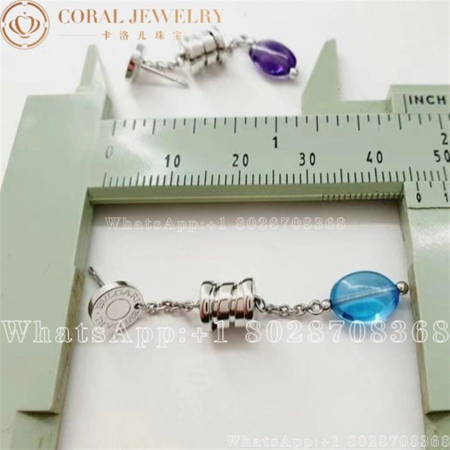 Bulgari Bzero1 Charm Blue Topaz Amethyst White Gold Earrings Coral (7)