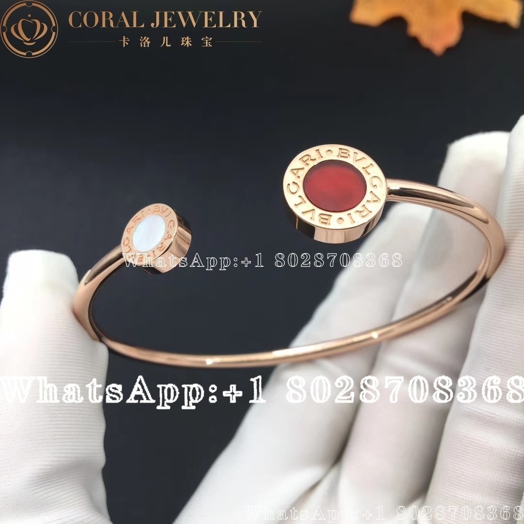 Bulgari Bvlgari Bracelet Rose Gold Carnelian And Mother Of Pearl Ref Br858280 Coral (3)