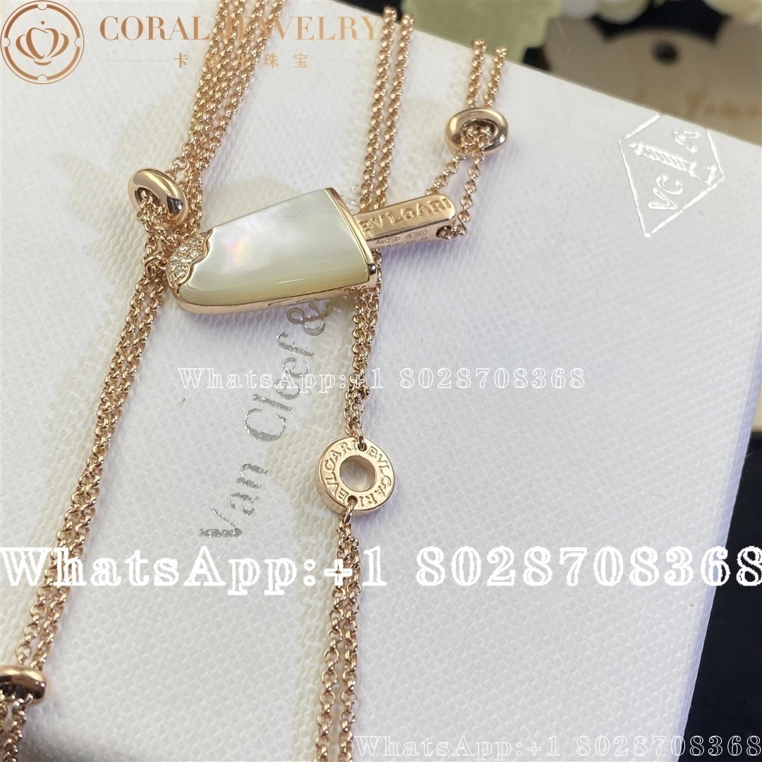 Bulgari Bvlgari Gelati Rose Gold Diamond Mother Of Pearl Gelati Necklace Cl858512 356132 Coral (6)