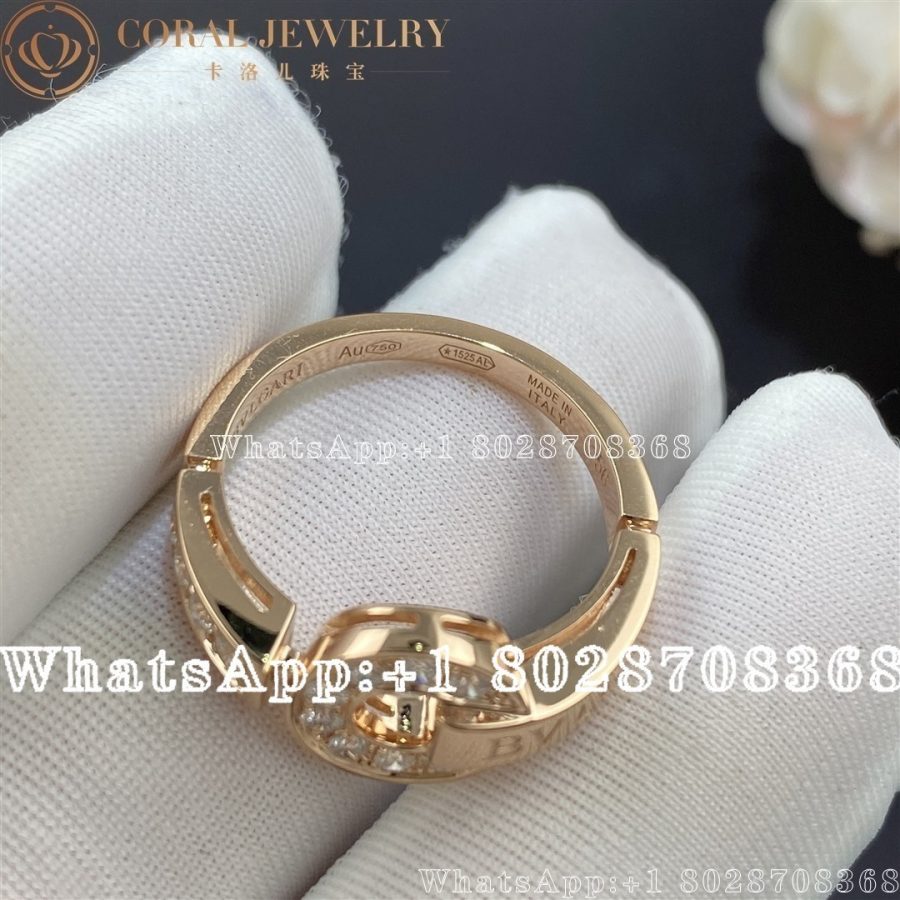 Bulgari Bvlgari 18 Kt Rose Gold Ring Set With Pave Diamonds Ref 346209 Coral (5)