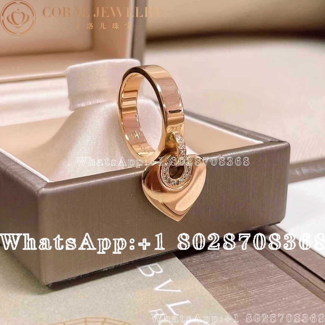 Bulgari Bvlgari Cuore 18k Rose Gold Diamond Ring An857219 Coral (4)