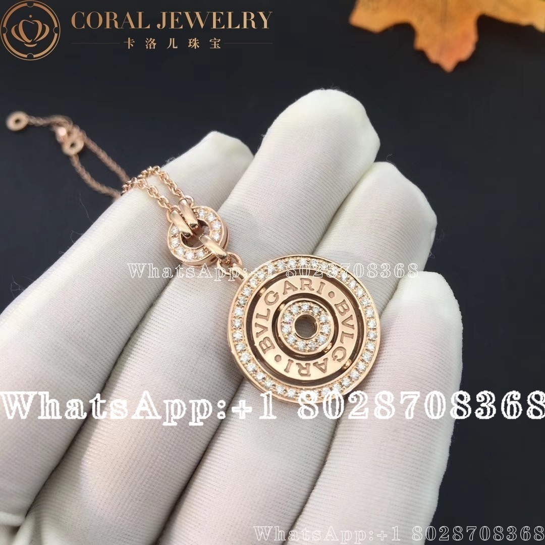 Bulgari Bvlgari Diamond Circle Necklace In 18kt Rose Gold 1 10 Ctw Coral (2)