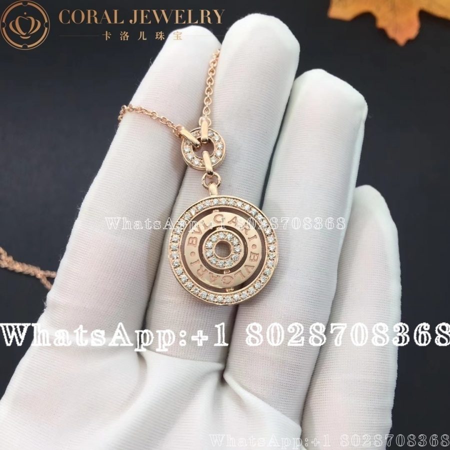 Bulgari Bvlgari Diamond Circle Necklace In 18kt Rose Gold 1 10 Ctw Coral (4)