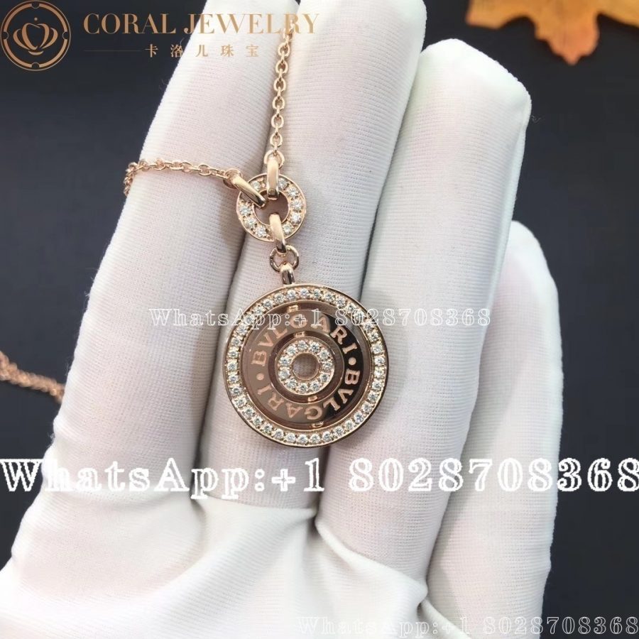 Bulgari Bvlgari Diamond Circle Necklace In 18kt Rose Gold 1 10 Ctw Coral (6)