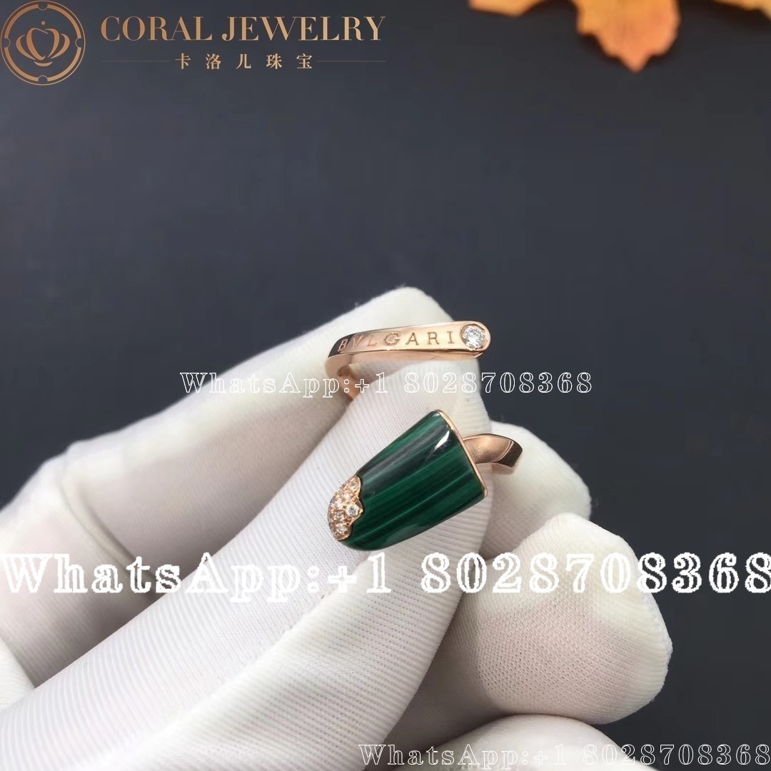 Bulgari Bvlgari Gelati 18ct Rose Gold Malachite And Diamond Ring An858329 Coral (1)