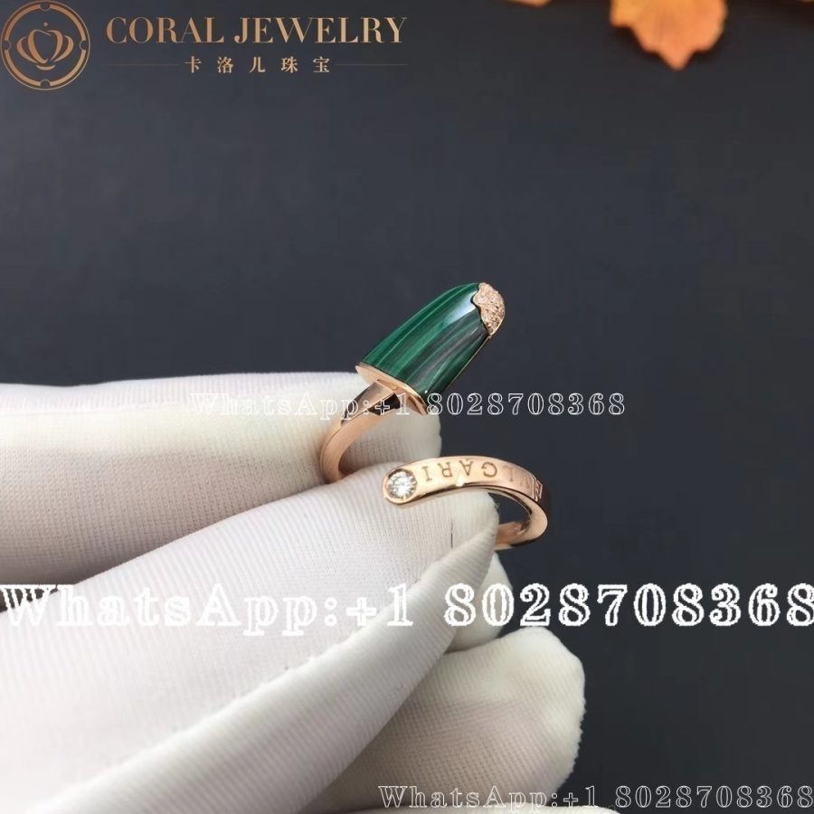 Bulgari Bvlgari Gelati 18ct Rose Gold Malachite And Diamond Ring An858329 Coral (3)