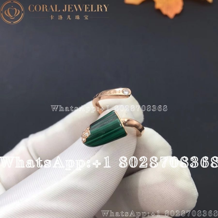 Bulgari Bvlgari Gelati 18ct Rose Gold Malachite And Diamond Ring An858329 Coral (4)