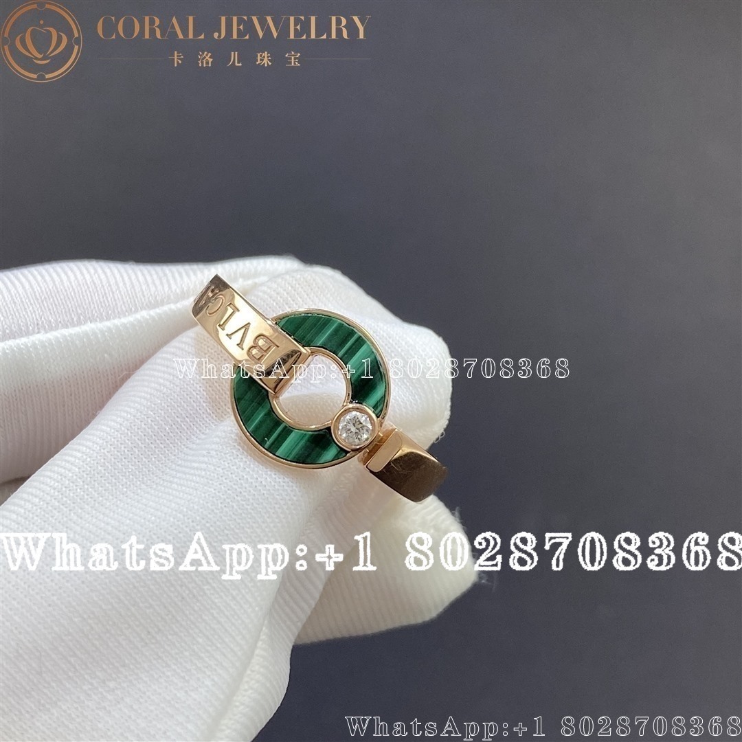 Bulgari Bvlgari Openwork Rose Gold Ring Set With Malachite And Diamond Coral (1)