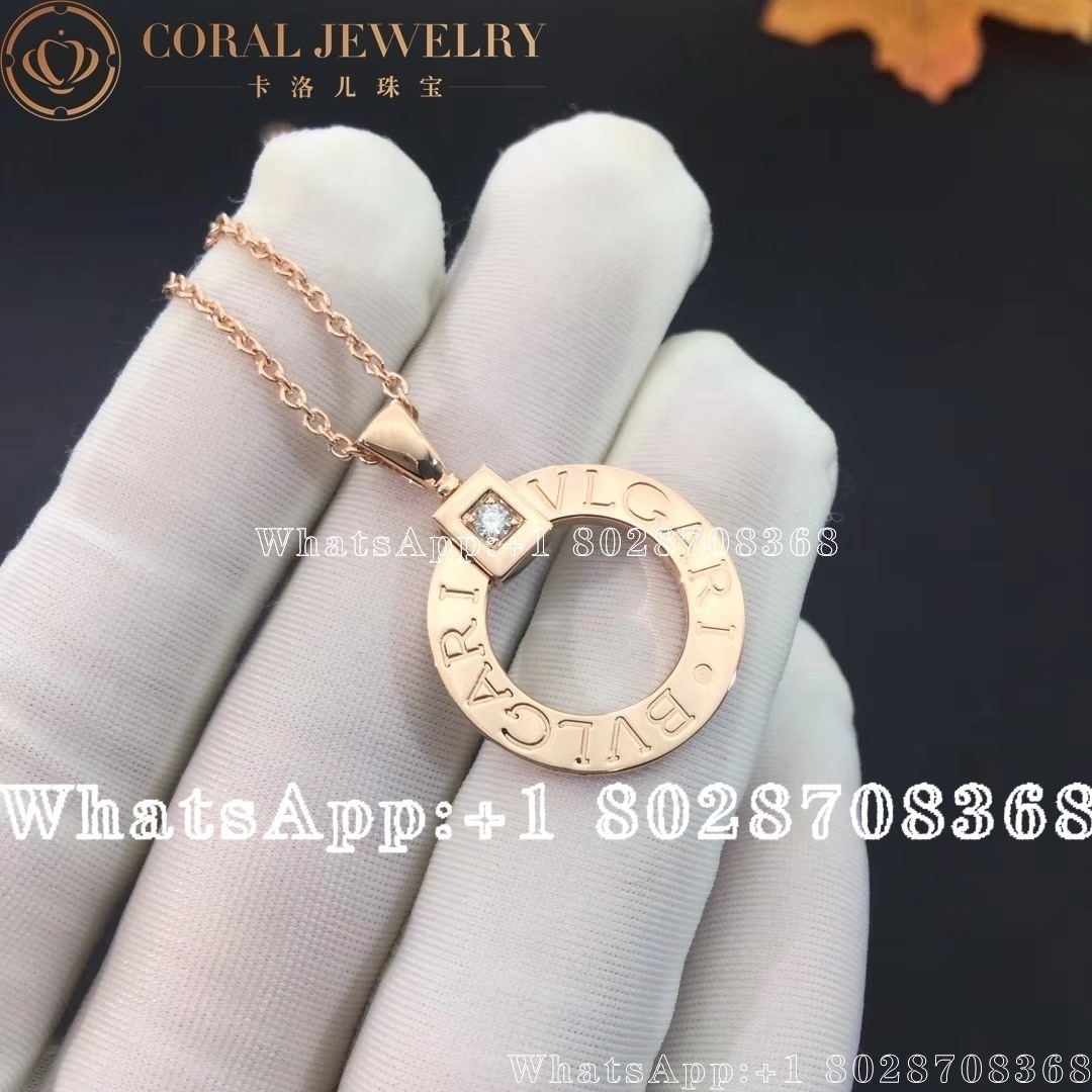 Bulgari Bvlgari Rose Gold Chain And 18 Kt Rose Gold Pendant Set With A Diamond Ref 344492 Coral (1)