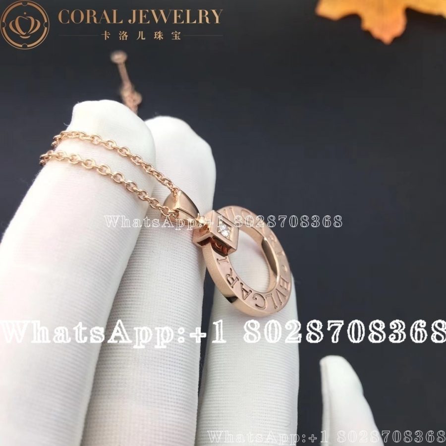 Bulgari Bvlgari Rose Gold Chain And 18 Kt Rose Gold Pendant Set With A Diamond Ref 344492 Coral (2)