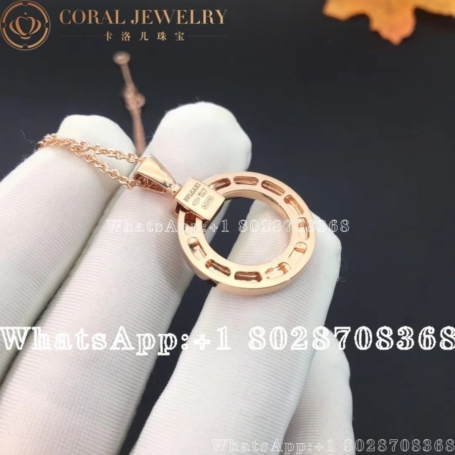 Bulgari Bvlgari Rose Gold Chain And 18 Kt Rose Gold Pendant Set With A Diamond Ref 344492 Coral (3)