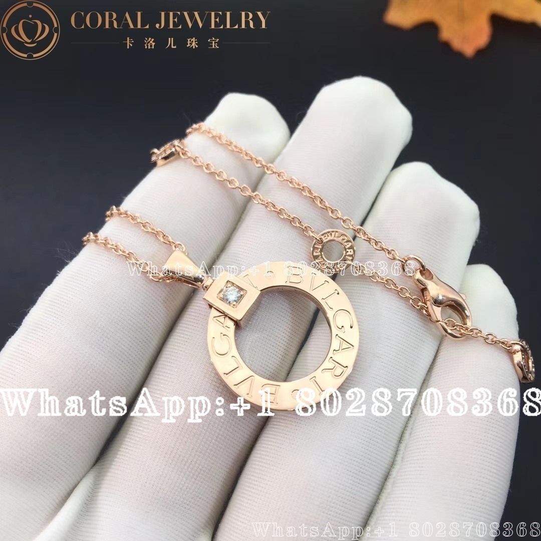 Bulgari Bvlgari Rose Gold Chain And 18 Kt Rose Gold Pendant Set With A Diamond Ref 344492 Coral (4)