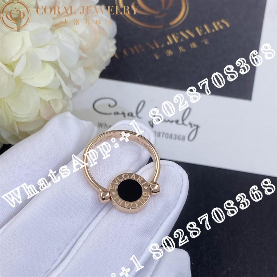 Bulgari Bvlgari Rose Gold Flip Ring Set With Mother Of Pearl And Onyx Ref 347763 Coral (4)