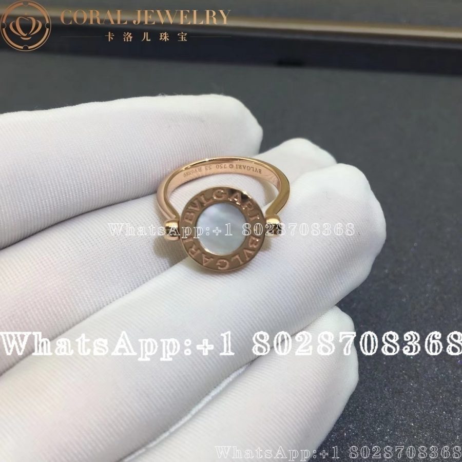 Bulgari Bvlgari Rose Gold Mother Of Pearl Diamond Ring An857171 Coral (4)