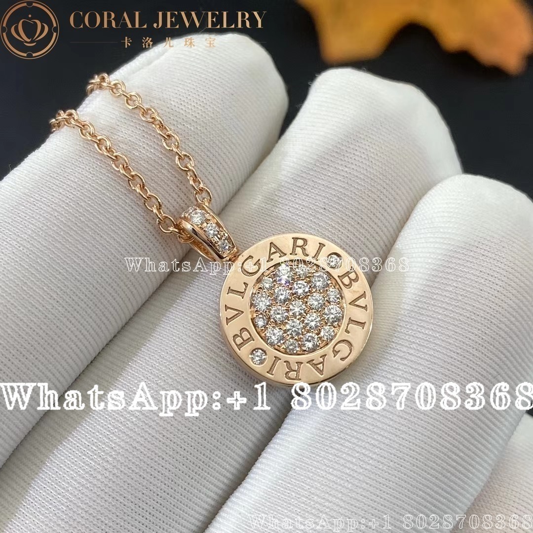 Bulgari Bvlgari Rose Gold Pendant In Precious Gold With Green Jadeite And Pave Diamonds Ref 357256 Coral (2)