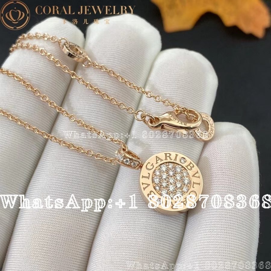 Bulgari Bvlgari Rose Gold Pendant In Precious Gold With Green Jadeite And Pave Diamonds Ref 357256 Coral (4)