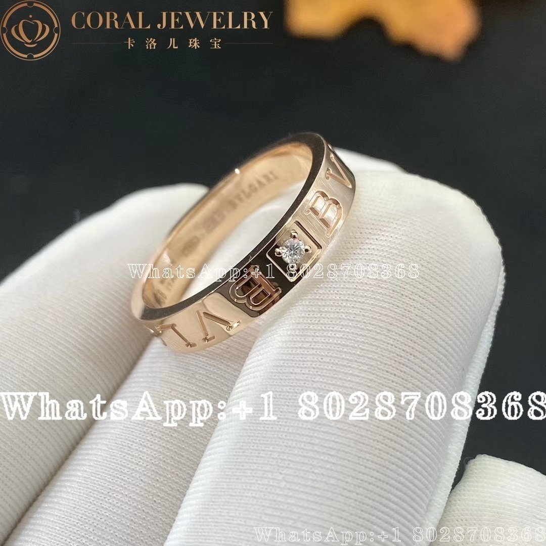 Bulgari Bvlgari Rose Gold Ring Set With A Diamond Ref 341819 Coral (1)