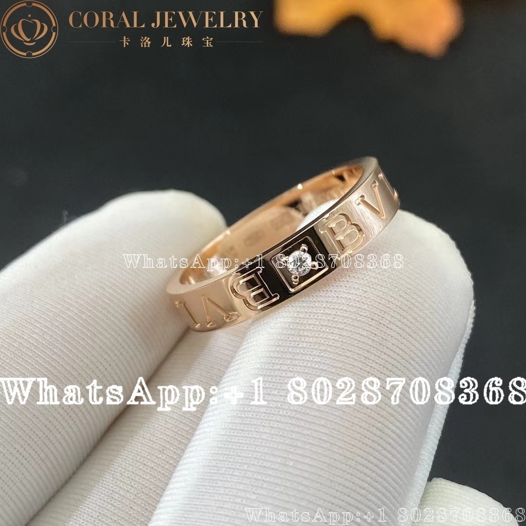 Bulgari Bvlgari Rose Gold Ring Set With A Diamond Ref 341819 Coral (3)